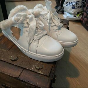 Kate Spade White and Tan Sneakers Sleek Modern Design